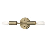 Two Light Dull Gold Narrow Bulb Wall Light