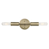 Two Light Dull Gold Narrow Bulb Wall Light