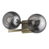 Two Light Dull Gold Narrow Bulb Wall Light