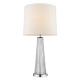 29" Silver Metal Table Lamp With White Empire Shade