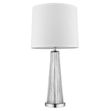 29" Silver Metal Table Lamp With White Empire Shade