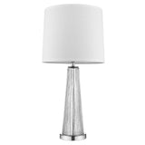 29" Silver Metal Table Lamp With White Empire Shade