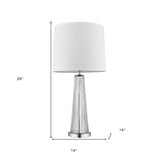 29" Silver Metal Table Lamp With White Empire Shade