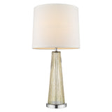 29" Silver Metal Table Lamp With White Empire Shade