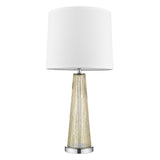 29" Silver Metal Table Lamp With White Empire Shade