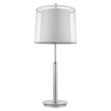 31" Silver Metal Table Lamp With White Empire Shade