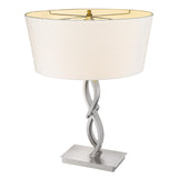 25" Brass Metal Table Lamp With White Rectangular Shade