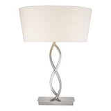 25" Silver Metal Table Lamp With White Empire Shade