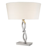 25" Silver Metal Table Lamp With White Empire Shade