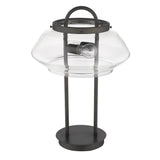 24" Black Metal Two Light Table Lamp With Clear Novelty Shade