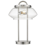 24" Silver Metal Two Light Table Lamp With Clear Novelty Shade