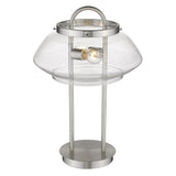 24" Silver Metal Two Light Table Lamp With Clear Novelty Shade