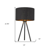 21.8" Matte Black Cork Shade Table Lamp