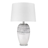 27" Clear Ceramic Table Lamp With White Empire Shade