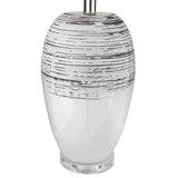 27" Clear Ceramic Table Lamp With White Empire Shade