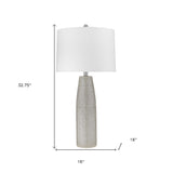 22" White Ceramic Column Table Lamp With White Drum Shade