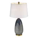 30" Brass Metal Table Lamp With White Empire Shade