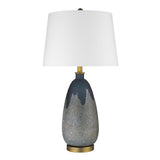 30" Brass Metal Table Lamp With White Empire Shade