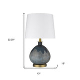 30" Brass Metal Table Lamp With White Empire Shade