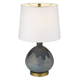 22" Brass Metal Table Lamp With White Empire Shade