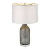 25" Silver Metal Table Lamp With White Empire Shade