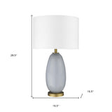 31" Brass Metal Table Lamp With White Empire Shade