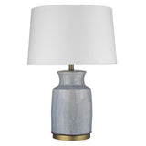 27" Brass Metal Table Lamp With White Empire Shade