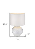 27" Brass Metal Table Lamp With White Empire Shade