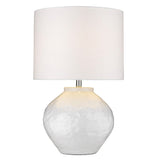 26" White Ceramic Column Table Lamp With White Drum Shade