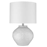 26" White Ceramic Column Table Lamp With White Drum Shade