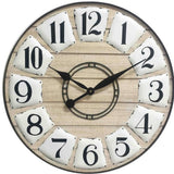 24" Circle Black and White Wood Analog Wall Clock