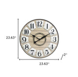 24" Circle Black and White Wood Analog Wall Clock