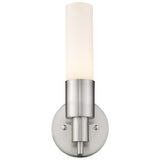 Silver Narrow Wall Light with Frosted Glass Shade