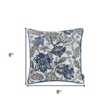 Blue and Gray Floral Vines Decorative Throw Pillow