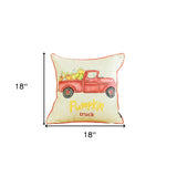 Red and White Pumpkin Truck Throw Pillow