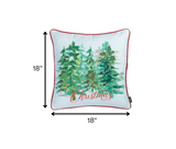 Snowy Christmas Trees Printed Throw Pillow