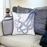 Blue Bold Anchor Nautical Throw Pillow