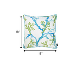 Blue and White Coral Marine Throw Pillow