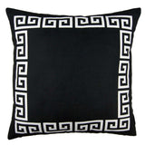 Black and White Greek Key Bordered Throw Pillow