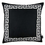 Black and White Greek Key Bordered Throw Pillow