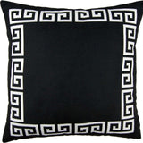 Black and White Greek Key Bordered Throw Pillow