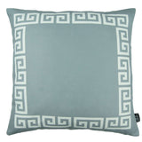 Gray and White Greek Key Bordered Throw Pillow