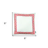 Red and White Greek Key Classic Throw Pillow