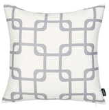 Gray and White Grid Geometric Throw Pillow