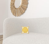 Yellow and White Geometric Border Throw Pillow