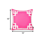 Pink and White Geometric Border Throw Pillow