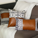 Zigzag Patterned Faux Leather Throw Pillow