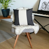 Black and White Centered Strap Throw Pillow