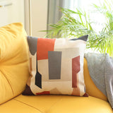 White and Orange Geometric Blocks Throw Pillow