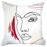 White Printed Face Boho Chic Throw Pillow